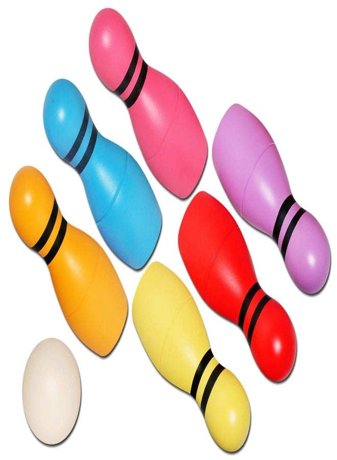 VParents Wooden Apple Balance Board and Wooden Mini Bowling Pins Toy Set (3-8 Years) - Indoor & Outdoor Activity Fitness Toy for Kids (Multi colour) - Image 4